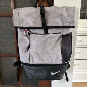 Nike Gray and Black with Red Interior Roll-Top Backpack